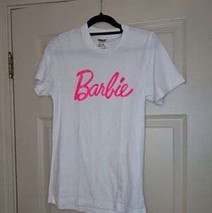 NWOT Barbie Small Tee with Pink Logo on White Ladies or Teens
